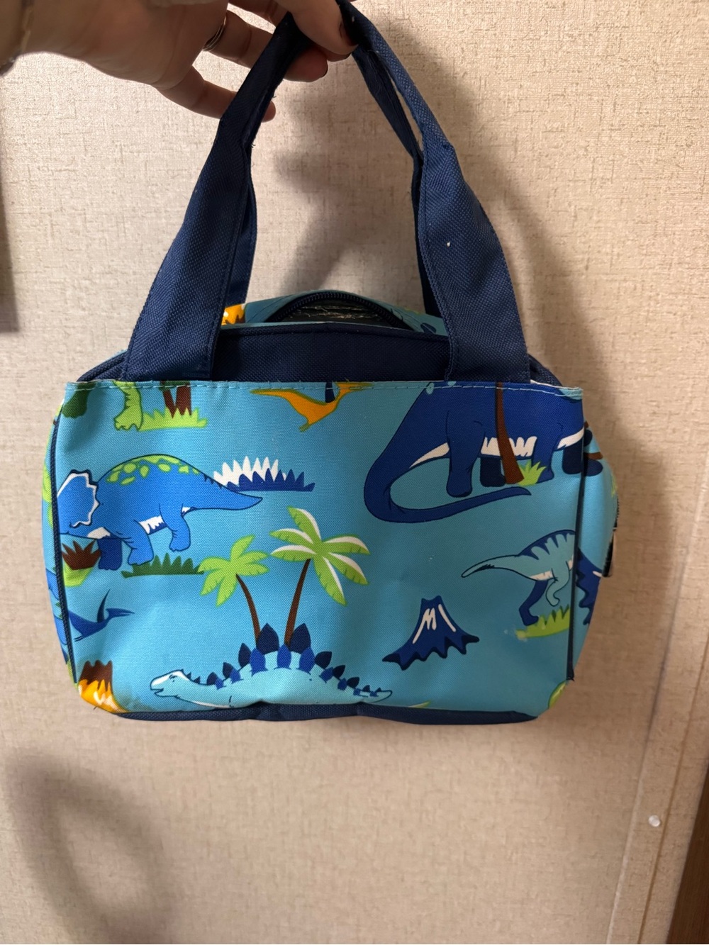 3/$15 Kids Dino Lunch Tote - Blue Dinosaur Print
